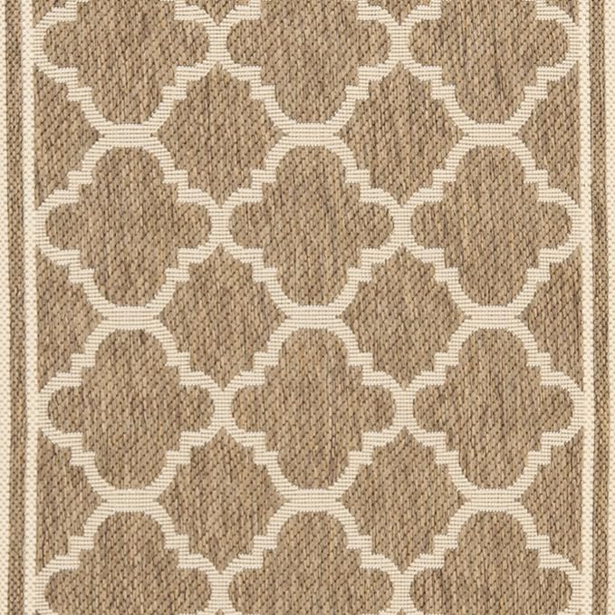 SAFAVIEH Washable Rug Outdoor Courtyard Collection - 2'3" x 6'7" Runner, Brown & Bone, Non-Shedding & Easy Cleaning, Ideal for Patio, Entryway, Mudroom, Hallway, Kitchen (CY6918-242)