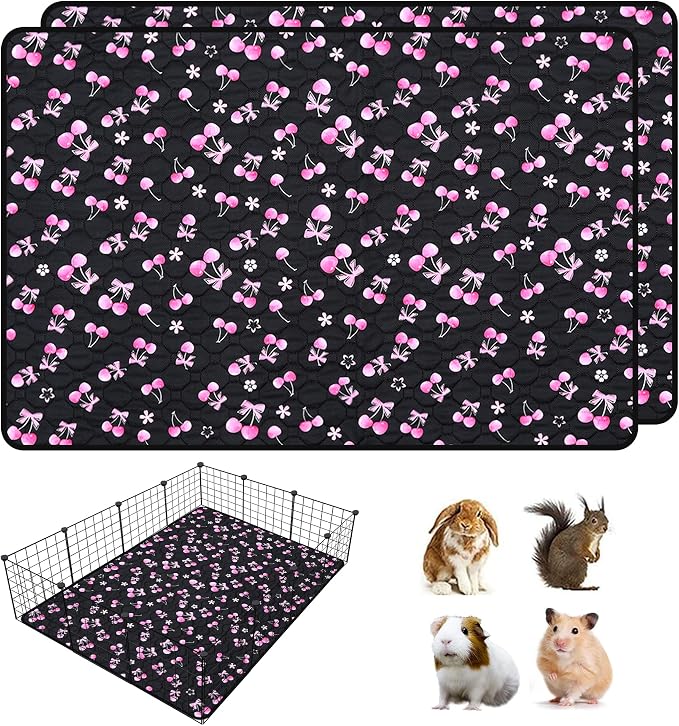 2 Pack Waterproof Guinea Pig Cage Liner, 42" x 56" Washable Reusable Guinea Pig Liner, Super Absorbent Leak-Proof Pet Pee Pad Mats for Guinea Pigs Rabbit Chinchilla Bunny Hamster