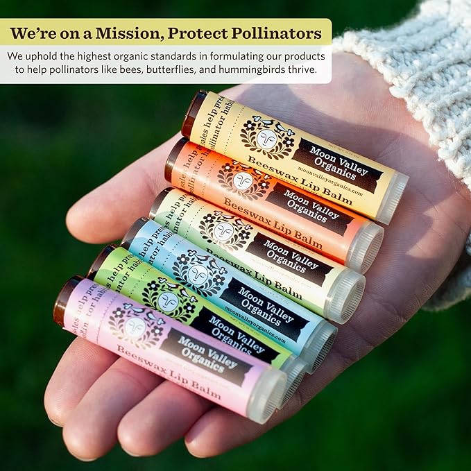 Moon Valley Organics Beeswax Lip Balm for Moisturizing Lips and Cuticles (VELVETY VANILLA, 4-Pack)