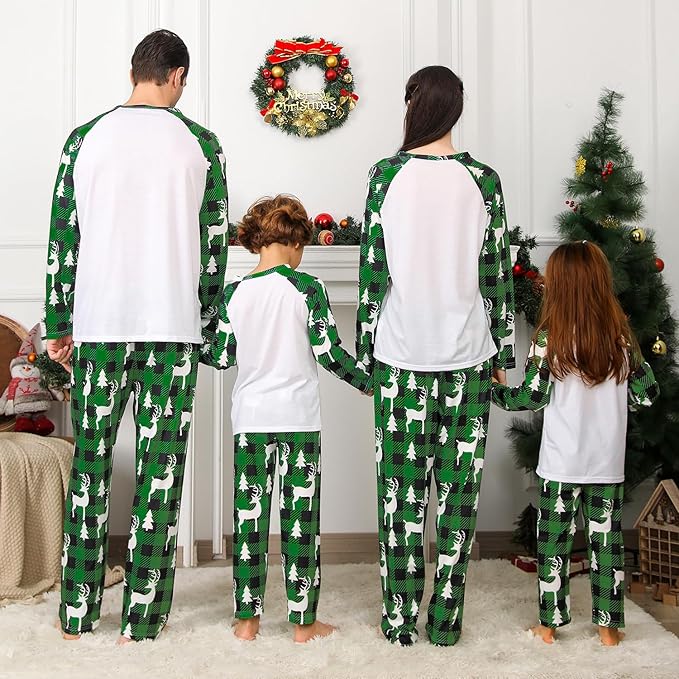 Family Christmas PJs Matching Sets, Cute Holiday Pajamas Printed Top and Pants, Xmas Jammies for Couples/Men/Women