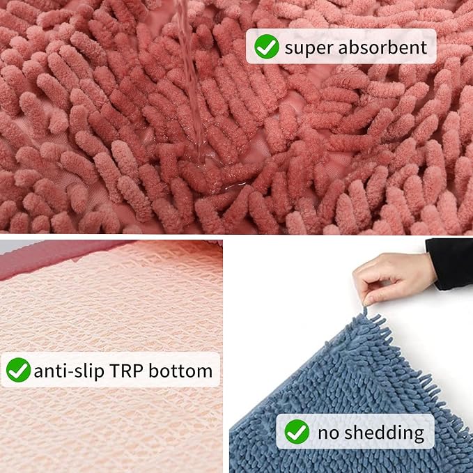 Oncpcare 4 Pack Guinea Pig Fleece, Cage Liner, Washable Non-Slip Mat | Chenille fleece, absorbent 3-layer design, non-slip TPR backing, machine washable, for small animal cages