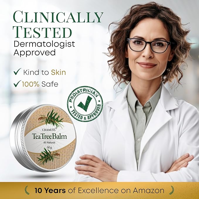 Chamuel Tea Tree Oil Balm - All Natural | Great Cream for Soothing Eczema, Psoriasis, Rashes, Jock Itch, Insect Bites, Folliculitis, Acne, Itches, Cracked Heels, Cuticles, Saddle Sores & more!