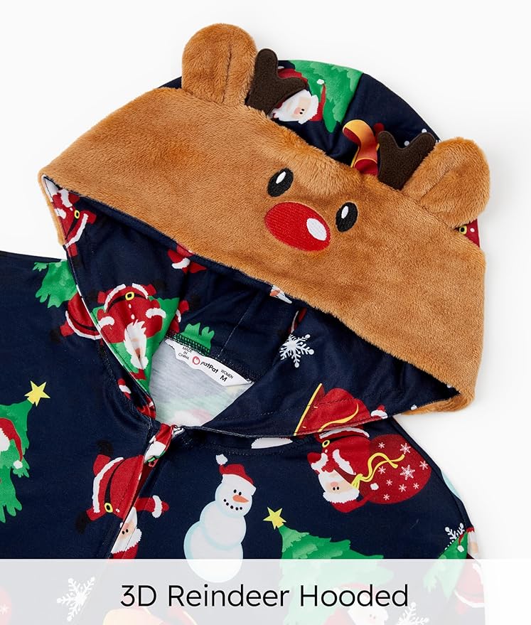 PATPAT Matching Family Christmas Onesie Pajamas – Holiday Hooded Jumpsuit Sleepwear PJs Couples Xmas Loungewear with Socks