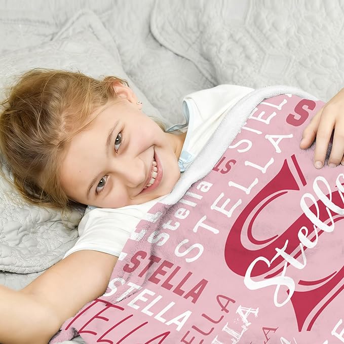Ships Next Day- Custom Blanket With Name, Personalized Kids Throw Blankets, Teen Girl Gifts Trendy Stuff, Christmas Birthday Gifts for Boys Girls