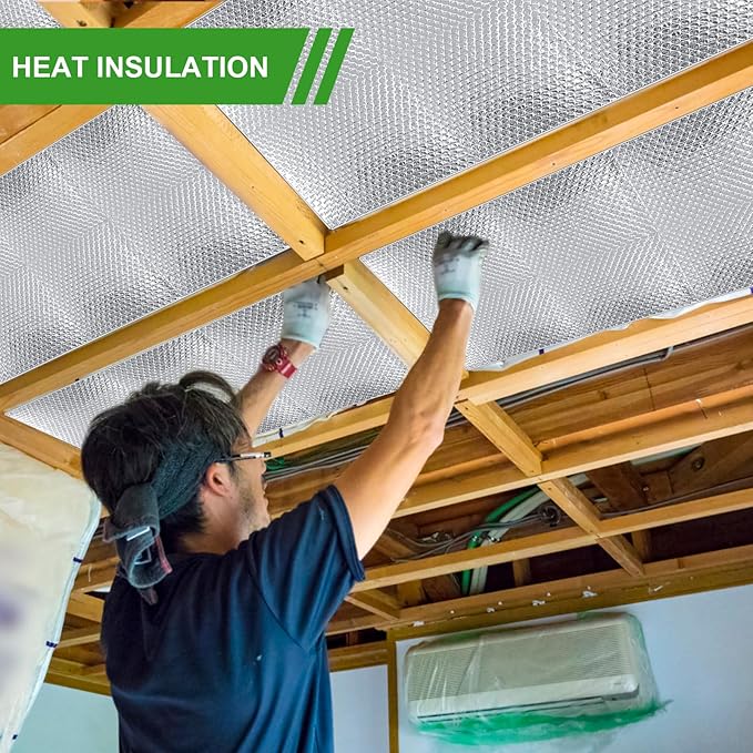 Reflective Insulation Roll, 24" x 50Ft, Aluminum, Radiant Barrier for Heat Insulation