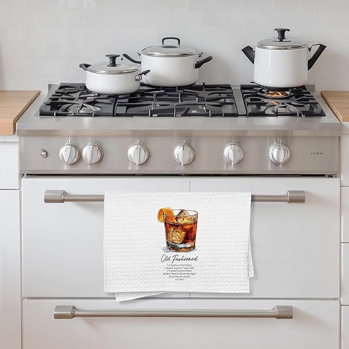 Cocktail Old Fashioned Gifts Kitchen Towels, Cocktail Old Fashioned Dish Tea Hand Towels for Kitchen Bar Decor, Gifts for Bartenders, 16x24 Inch