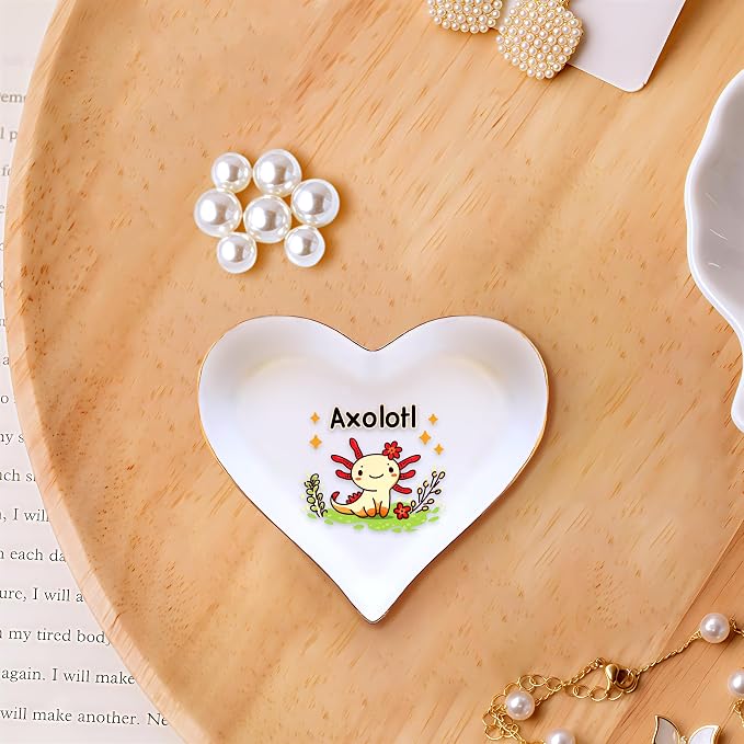 Axolotl Ring Holder Dish Tray, Gifts For Women Teens Girls, Axolotl Lovers Themed Stuff Accessories Things Decor Merch, Home Room Ring Earrings Necklace Organizer Holder!