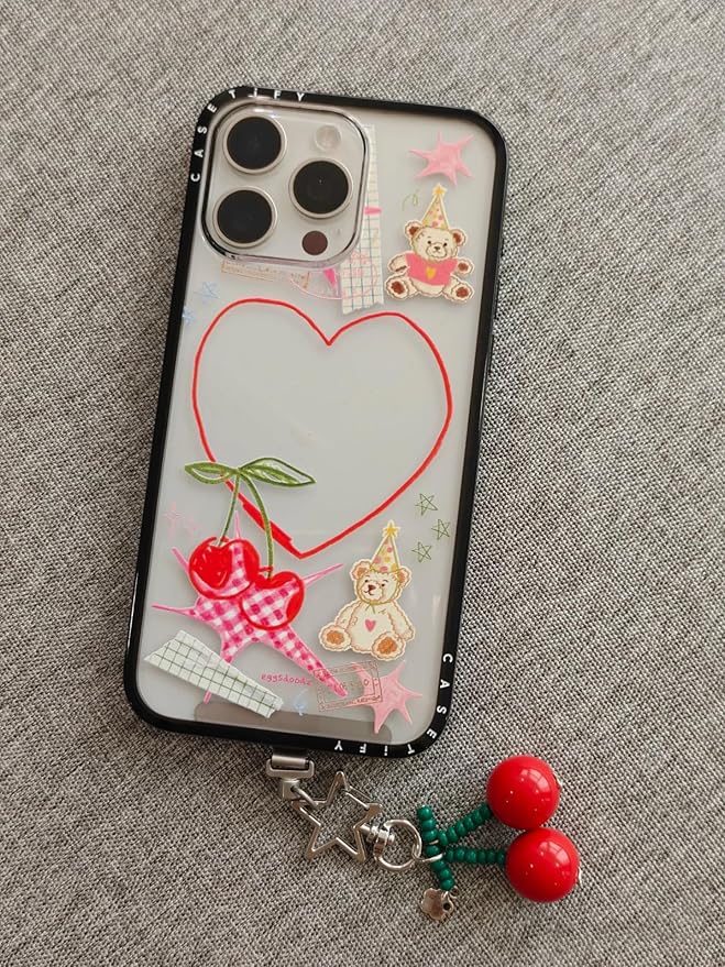 Agromusk Cute Cherry Keychain,Kawaii Cherry Bag Purse Charms for Women Car Keys Decor Gifts Stuff Accessories