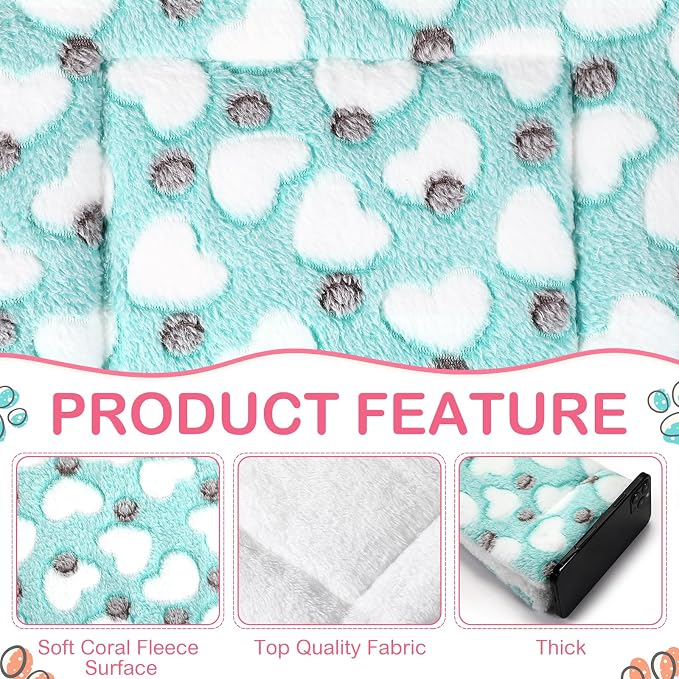 Haull 4 Pcs Waterproof Guinea Pig Bedding Soft Dog Cat Bed Crate Mat Small Animal Plush Cage Liners Rabbit Bunny Kennel Pad Reversible Cozy Pee Thickened Hamster Pad(Heart,13 x 10 Inch)