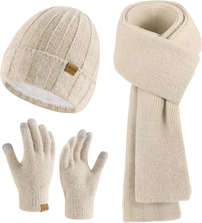Womens Beanie Hat Scarf Gloves Set Gifts for Women Men
