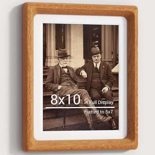 Heimlove 8x10 Picture Frames Natural Teak,Original Wood Hand Make Crafted Photo Frame with Mat to 5x7 Graduation Picture Display,Family Picture,Wedding Picture Tabletop & Wall Decoration