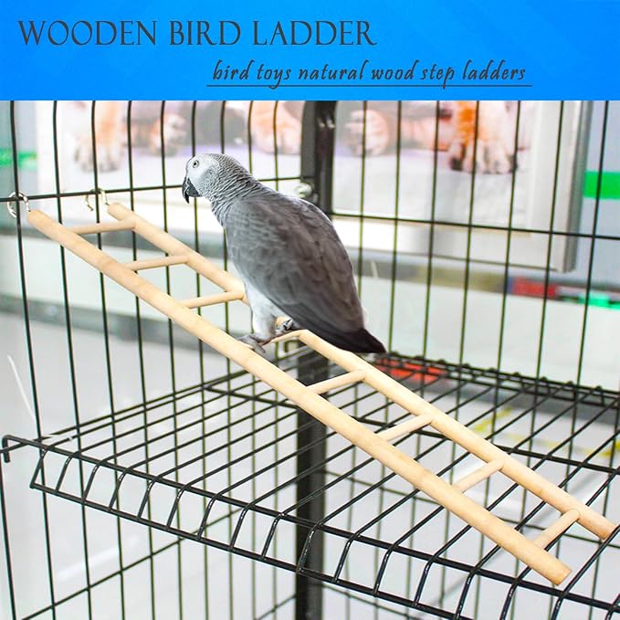 3pcs Natural Wooden Bird Ladder Birdie Basics Perch for Cage Parrots Parakeets Cockatiels Climbing Accessories Wood Perch (6 Step 7 Step 8 Step)