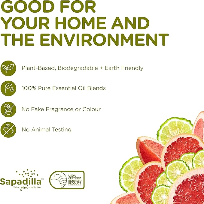Sapadilla Liquid Hand Soap - Grapefruit + Bergamot - Made with 100% Pure Essential Oil Blends, Cleansing & Moisturizing, Aromatic & Fragrant Hand Soap, Plant Based, Biodegradable, 12 Ounce (Pack of 3)