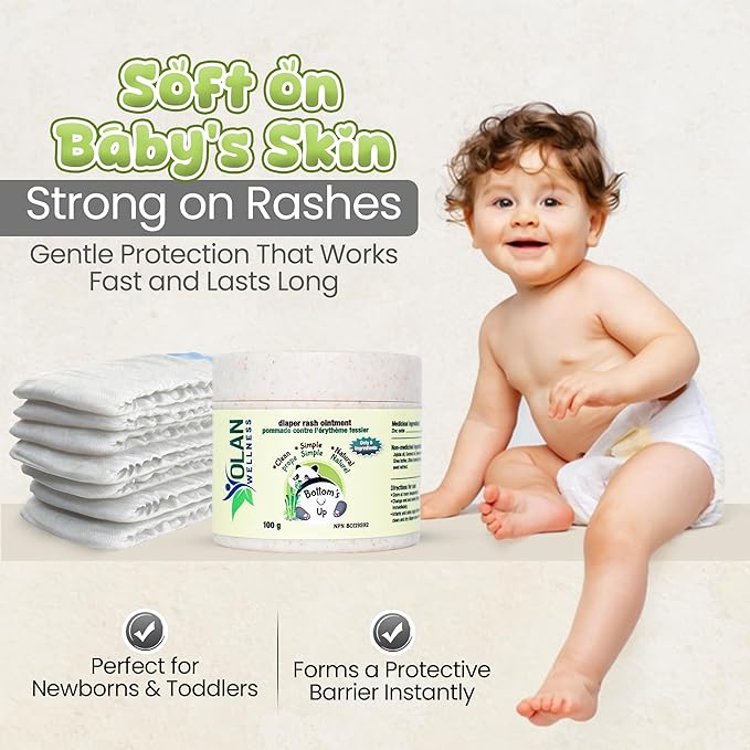 Diaper Rash Cream - Natural Ingredient Ointment for Baby Bottom Sensitive Skin, Soothes, Heals, and Protects With Zinc Oxide Cream - Baby Skin Care (3.52 ounces)