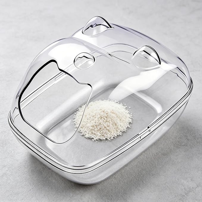 Transparent Hamster Sand Bath Container with Secure Buckles - Splash Proof Sand Box and Dig Box for Small Animals - Bathroom House for Hamster Cage for Home and offic