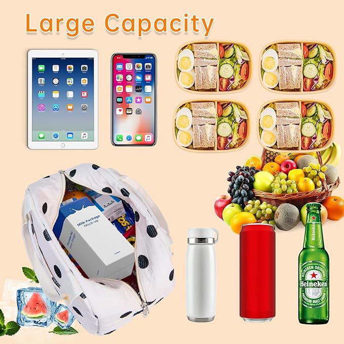 Lunch Bag for Women Men Girl,Large Cute Corduroy Lunch Tote Bags - Reusable Insulated Lunch Box for women with Handle, Leakproof WaterProof Design for Office, School, Work,Picnic.