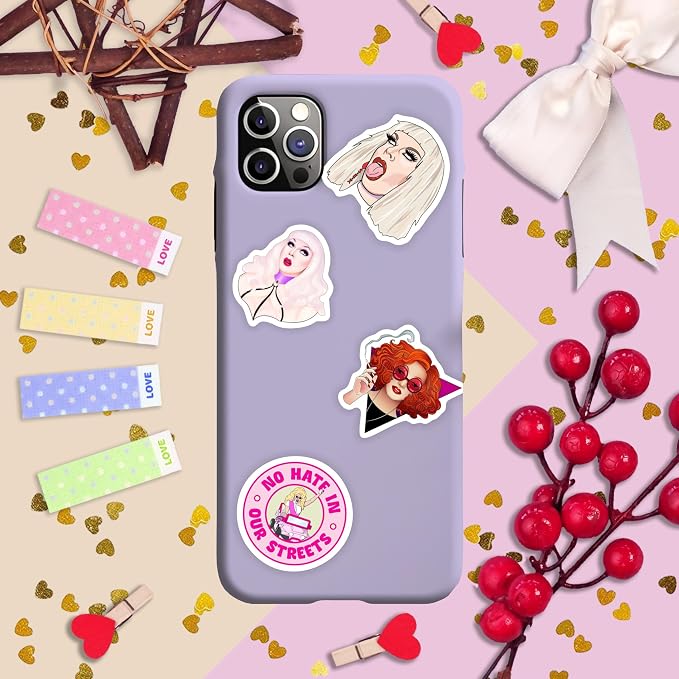 100Pcs Drag Queen Stickers for Water Bottle and Laptop - Pride Party Supplies, Decorations & Gifts, Waterproof Vinyl Decals, Gifts for Women & Men