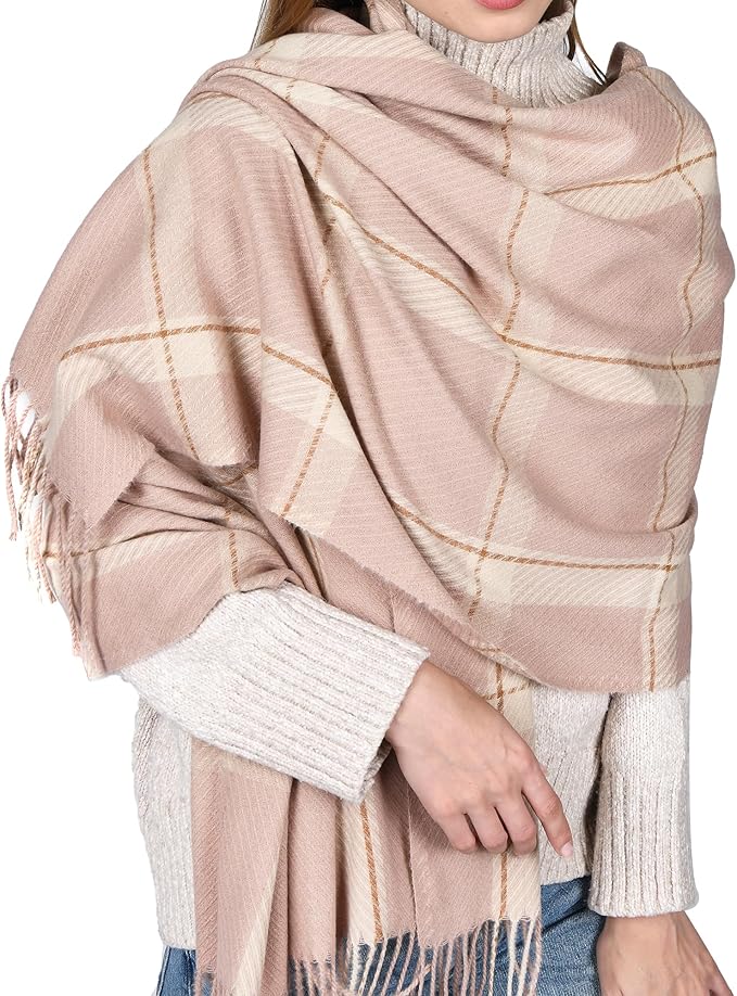 FURTALK Winter Scarf for Women Shawl Soft Tassel Plaid Large Oversized Scarves Wraps