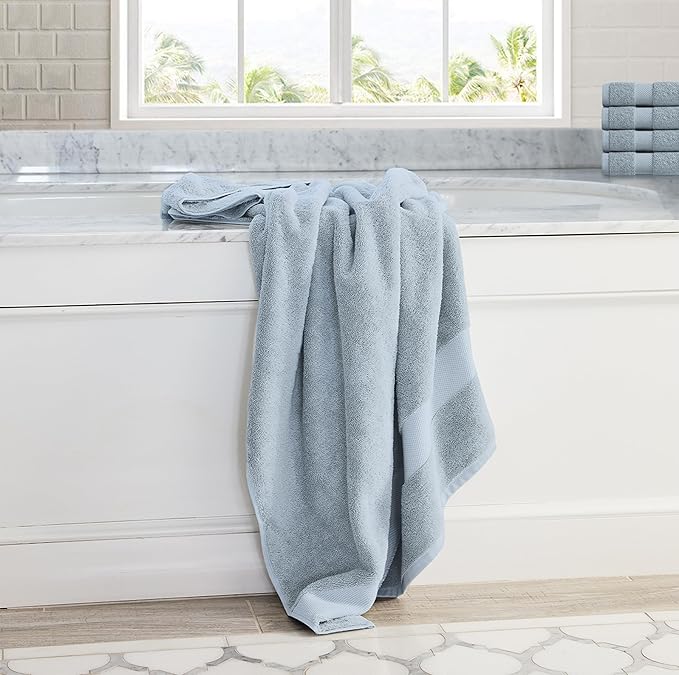 Delara Organic Cotton Luxuriously Plush Bath Sheet Pack of 4 | GOTS & OEKO-TEX Certified | Premium Hotel Quality Towels | Feather Touch Technology|650 GSM Long Staple|Soft, Quick Dry & Ultra-Absorbent
