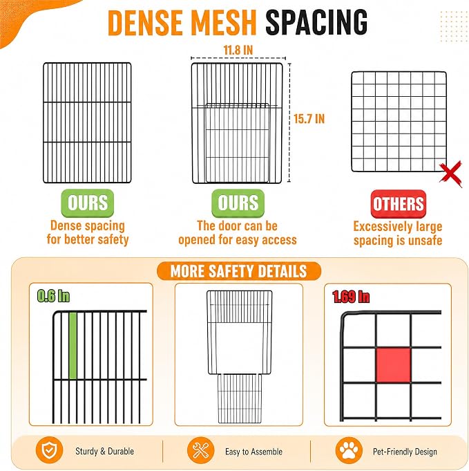 20 Planes Guinea Pig Cages Enclosed Hamster Cage with Door & Waterproof Liner, Expandable Cage for Guinea Pigs, Metal Wire Yard Fence Rabbit Cage