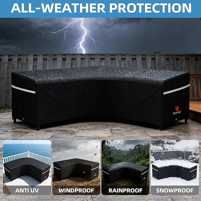Rosefray Outdoor L-Shaped Sectional Cover-600D Patio Sectional Sofa Cover, Waterproof Furniture Covers for Deck, Lawn,Backyard 85”x105” Left Facing Black