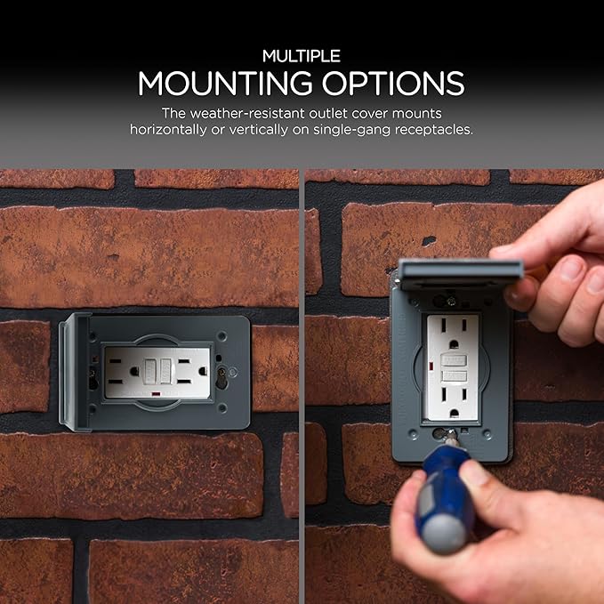 UltraPro Metal Outdoor Electrical Outlet Cover 2 Pack, Heavy Duty Single Gang Outdoor Outlet Cover Weatherproof Enclosure, 84244