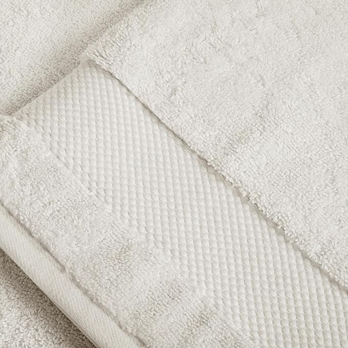 BIOWEAVES 100% Organic Cotton 700 GSM Plush Washcloths 13" x 13" GOTS Certified - Ivory, Pack of 12