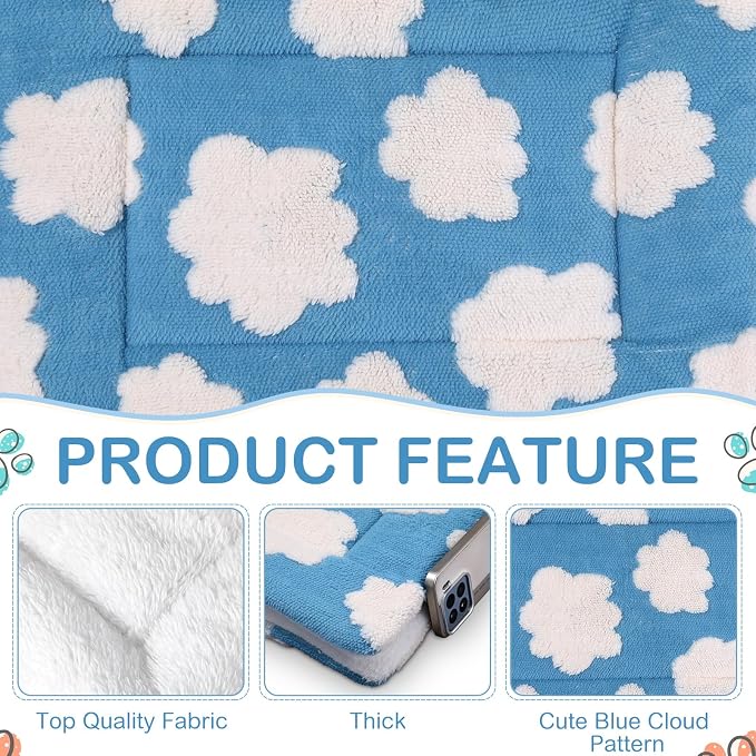 Haull 4 Pcs Waterproof Guinea Pig Bedding Soft Dog Cat Bed Crate Mat Small Animal Plush Cage Liners Rabbit Bunny Kennel Pad Reversible Cozy Pee Thickened Hamster Pad(White Cloud,13 x 18.5 Inch)