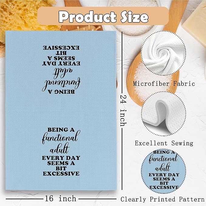 Funny Sarcastic Adult Blue Dish Towels 16x24 Inches, Decorative Absorbent Hand Tea Kitchen Bathroom Towels