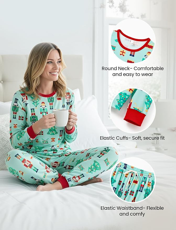 PATPAT Christmas Family Matching Pajama Sets Includes Christmas Socks - Perfect for Family Photos & Holiday Celebrations