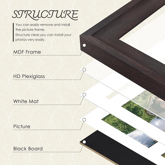 11x14 Picture Frame 4x6 Collage Picture Frame Displays Five 4x6 inch Photos or 11x14 (Without Mat) Wall Decor or Tabletop Walnut