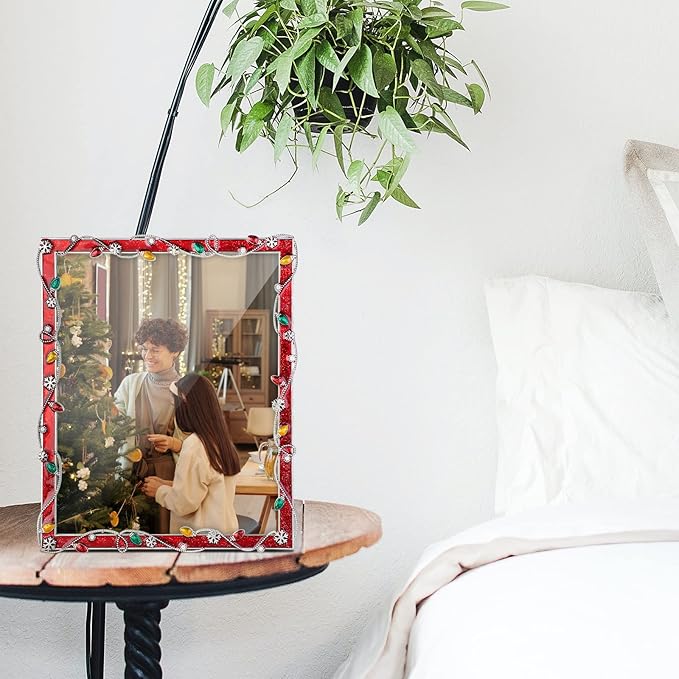 LARAINE Picture Photo Frame 8x10 Metal 2025 Christmas High Definition Display Pictures for Tabletop Home Decorative Holiday Gift (Red,8x10)