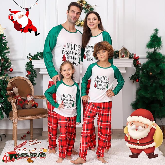Matching Family Christmas Pajamas Sets, Holiday PJs with Top and Pants, Cute 2 Piece Sleepwear for Couples/Women/Men