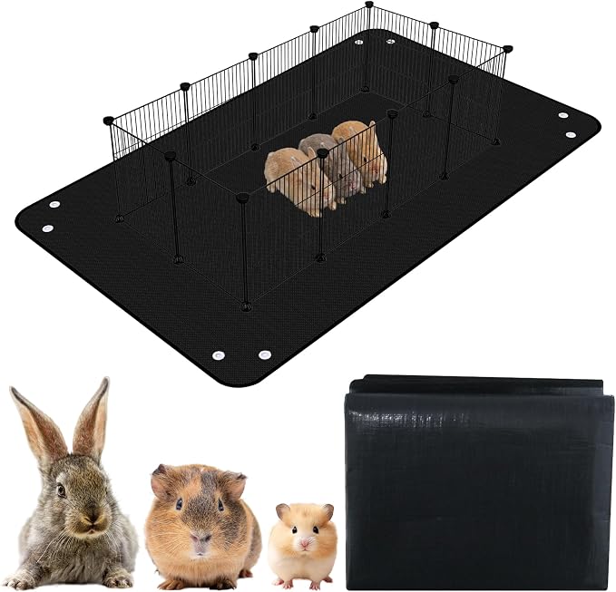 Waterproof Pet Playpen Mat, Reusable Cage Liner, Animals Habitat Protection | 1 Pack, 59"x39", Black Cage Liners for Hamsters, Ferrets, Guinea Pig, Rabbits, Bunny, Birds, and Other Small Animals
