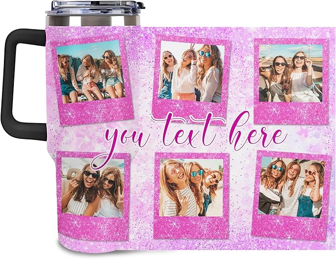 Personalized Tumbler Custom Insulated Travel Mug Custom Drinking Coffee Cup with Photos and Text 40oz Christmas Birthday Gift