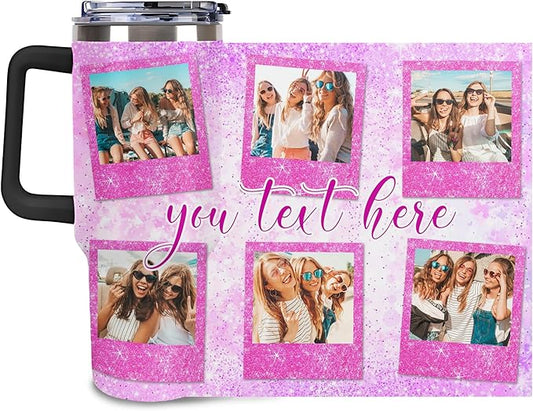 Personalized Tumbler Custom Insulated Travel Mug Custom Drinking Coffee Cup with Photos and Text 40oz Christmas Birthday Gift