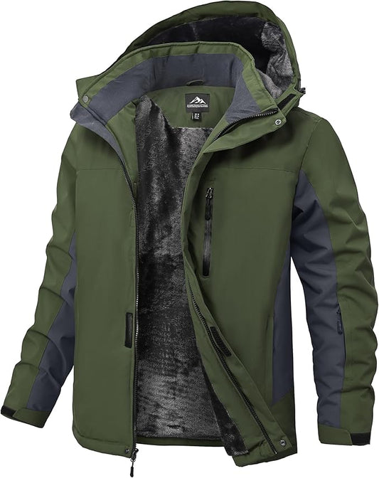 Mens Winter Snow Jacket Waterproof Ski Jackets Snowboard Rain Warm Coat Insulated Hood Fleece Lined