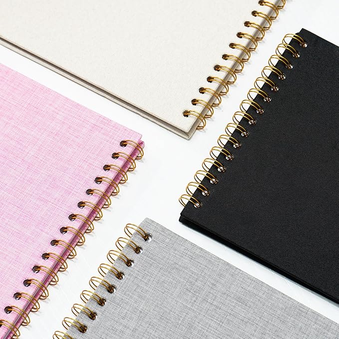 8x8 Inch Scrapbook DIY Photo Album Linen Cover Hardcover White Pages 20 Sheets Small Scrap Memory Book Beige
