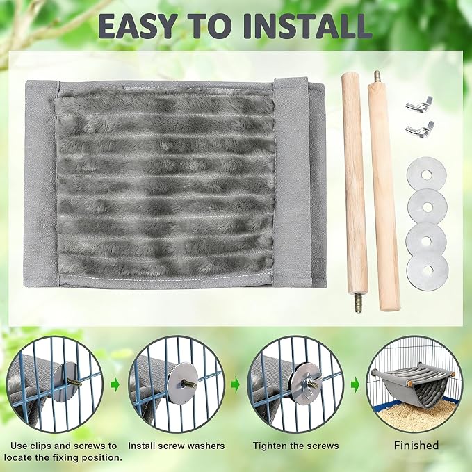 Warm Hamster Hammock House Mouse Rat Hanging Swing Bed Guinea Pig Cage Bedding Small Pet Animal Double Layer Cage Tent Hut Nest for Winter Mouse Rat Hamster Play Sleep