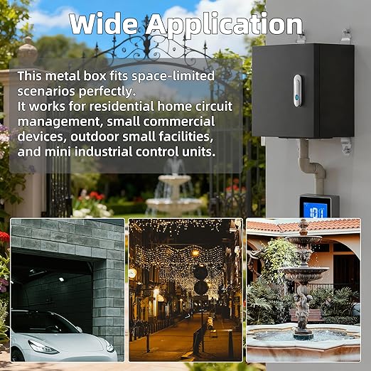 Joinfworld Outdoor Electrical Box 9.8" x 9.8" x 5.9" Weatherproof Electrical Junction Enclosure with Lock Din Rail Cable Gland