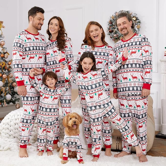 PATPAT Christmas Family Matching Pajama Sets Includes Christmas Socks - Perfect for Family Photos & Holiday Celebrations