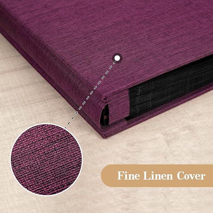 potricher Photo Album for 4x6 1000 Photos Linen Cover Extra Large Capacity Picture Book for Family Wedding Anniversary and Baby (Purple)