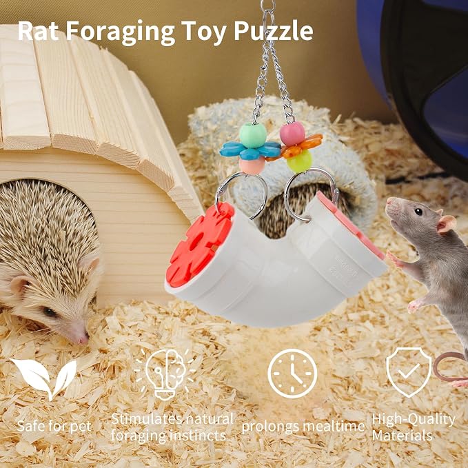 Hedgehog Toys for Hedgehogs to Play with, Foraging Toys for Hedgehogs, Hanging Slow Feeder Enrichment Toy Puzzle Supplies Cage Accessories for Rat, Hamster, Rabbit, Parakeets