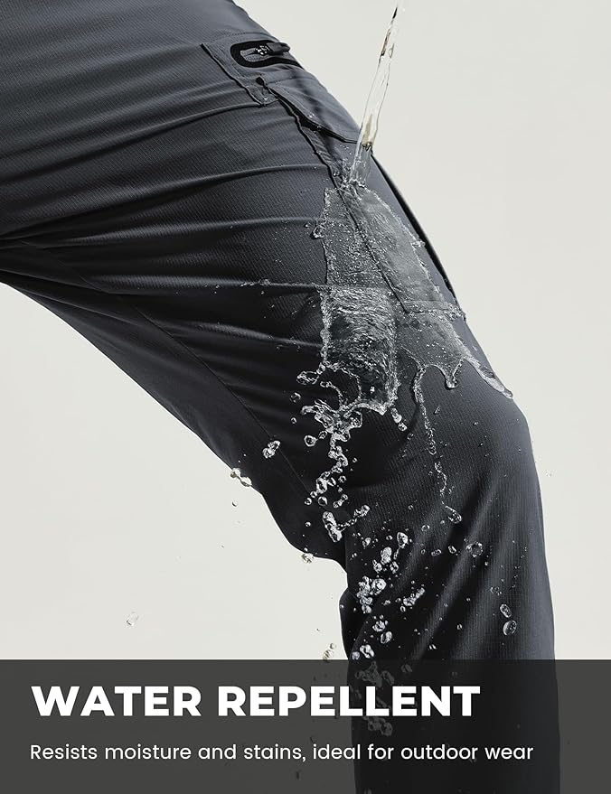 MOURCE Hiking Pants Men Lightweight Quick-Dry - Water Resistant Stretch Travel Pants with 7 Pockets for Outdoor Fishing