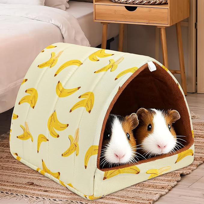 UPINS 2 Pack Guinea Pig Bed,Guinea Pig Hideout | 9.84 x 9.84 inches,Washable Small Animal House Cage Accessories,for Dwarf Rabbits Chinchillas Hamsters Hedgehogs Ferrets