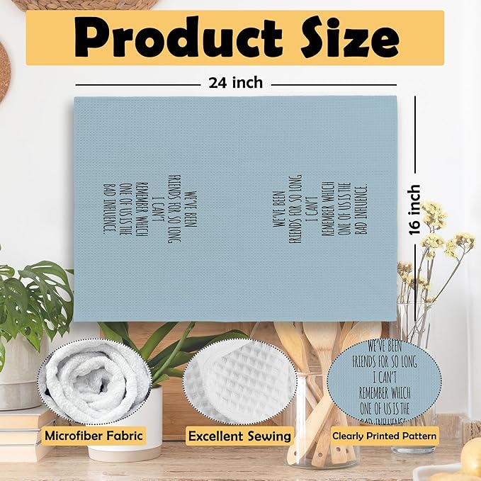 Funny Sarcastic Friend Gifts Blue Kitchen Towels, Humorous Friendship Gifts Hand Towels for Bathroom, Long Distance Friendship Gifts Decorative Tea Towels Dish Towels,BFF Gifts, 16x24 Inch