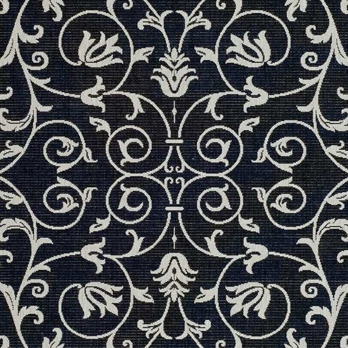 SAFAVIEH Washable Rug Outdoor Courtyard Collection - 6'7" Square, Black & Sand, Non-Shedding & Easy Cleaning, Ideal for Patio, Backyard, Mudroom (CY2098-3908)