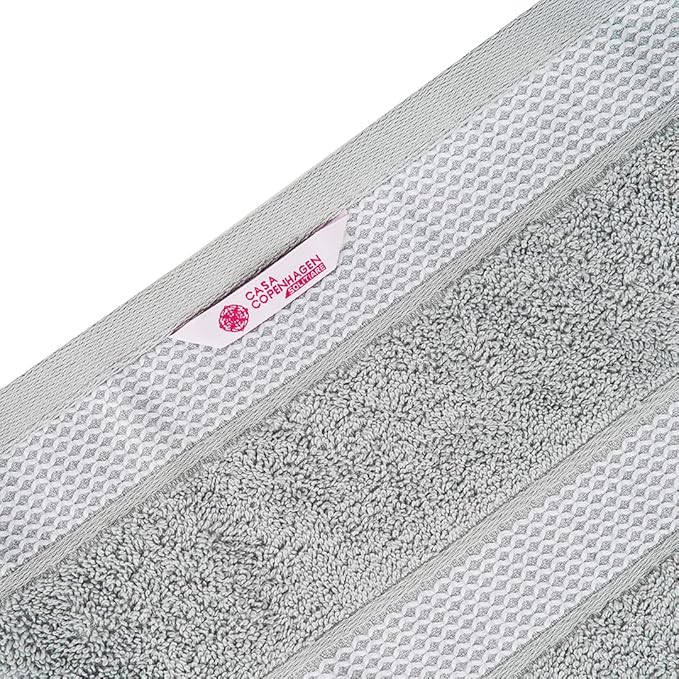 CASA COPENHAGEN Solitaire 6 Pieces Towel Set- Grey Violet, 600 GSM 2 Bath Towel 2 Hand Towel 2 Washcloth, Designed in Denmark Made of Soft Egyptian Cotton for Bathroom, Kitchen & Shower