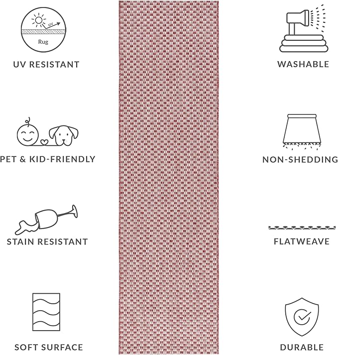 SAFAVIEH Washable Rug Outdoor Courtyard Collection - 2'3" x 8' Runner, Rust & Light Grey, Non-Shedding & Easy Cleaning, Ideal for Patio, Entryway, Mudroom, Hallway, Kitchen (CY8653-36521)