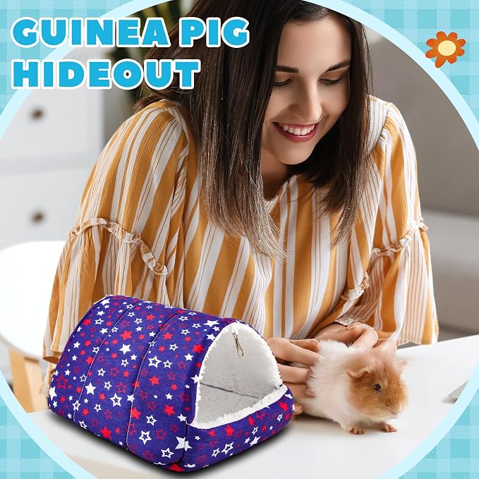 Cinnvoice Guinea Pig Hideout Bed Washable House Cage, Classic, 7.9 in | Soft Tunnel for Hamster Rabbit Bunny Chinchillas Hedgehog Mice Rat, Cozy Hideaway Habitat Accessories, Removable Cushion Pad